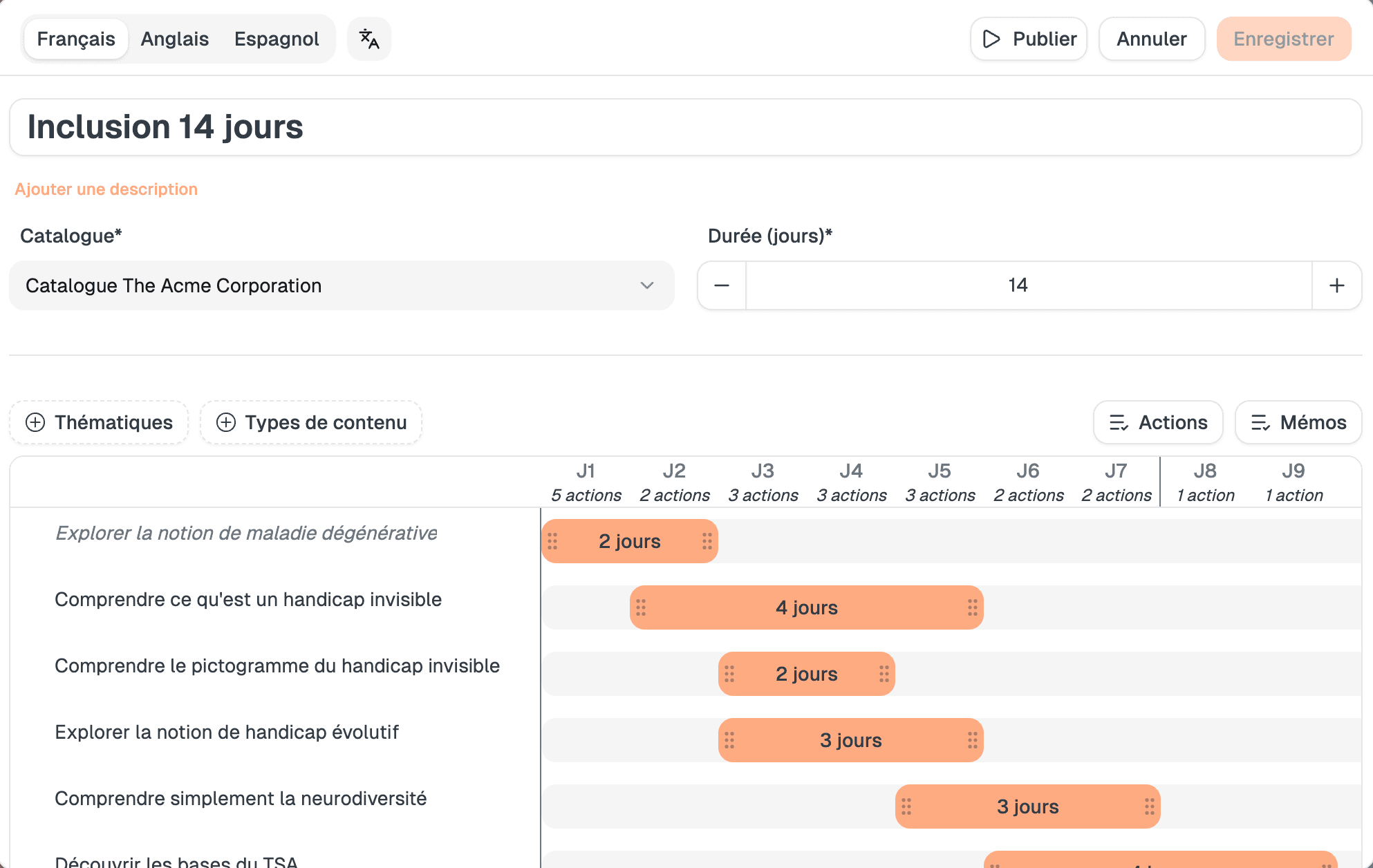 Campaign timeline editor